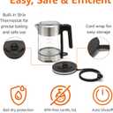 Amazon Basics Electric Kettle with Glass Carafe for Tea and Coffee, BPA-Free, Fast Boiling, Auto Shut-Off, Boil-Dry Protection, Water Level Indicator, 1.7 Liter, 1500W, Black and Silver