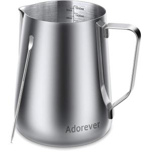 Milk Frothing Pitcher, 50oz Steaming Pitcher Stainless Steel Espresso Machine Accessories for Coffee Bar, Cappuccino Barista Tools Milk Jug Steamer Frother Cup with Decorating Latte Art Pen