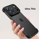 for iPhone 17 Pro Case with Camera Lens Protector, Minimal No Back Bumper Frameless Slim Thin Lightweight Silicone Bumper Cover Compatible with MagSafe Wireless Charging (Black)