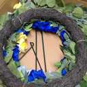 MUVIC Handmade Cemetery Wreath with Grave Holder, Artificial Flower Wreaths for Tombstone Decoration of Memorial Day/Mother's Day/Father's Day/Christmas,Blue,Yellow,White