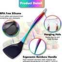 Silicone Cooking Utensils Set, 9Pcs Kitchen Utensil Set with Stainless Steel Handle, Heat-Resistant Silicone Utensils for Cooking, Non-Stick Spatula Set with Spoons, Turners, Ladle (Rainbow)