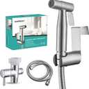 BARROCK Handheld Bidet Sprayer for Toilet, Stainless Steel Metal Made Baby Cloth Diaper Spraying Kit, Bathroom Toilet Bidet Attachment Set for Bathing Pets and Feminine Hygiene, Brushed Nickel
