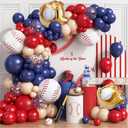Baseball Balloon Arch Garland Kit,166Pcs Navy Blue Red Nude and Confetti Balloon with Baseball Foil Balloons for Boys Summer Birthdays Party,Sports Theme Baseball Party Decorations