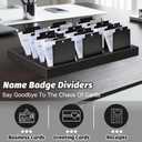 30 Pcs Black Name Badge Dividers 3" x 4"Trading Card Dividers Plastic with A-Z tab Alphabet Stickers Blank DIY Stickers Recipe Index Cards Tray Index Cards Organizer for Note ID Not Included The Tray