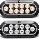 TMH 6 Inch 10 LED Oval Clear Lens/Amber Light Turn Signal Side Marker Tail LED Light for Truck Trailer Lorry Bus 12V DC (Pack of 2)