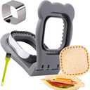 Uncrustables Sandwich Maker Sealer Cutter, Crustless Sandwich Cutter, PB&J Uncrustable Maker - Color Grey, Square Shape (Large-Square:3.75*3.75 cutter, Gray)