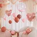 Anniversary Decorations for Bedroom, Valentines Day Balloons Kit Rose Gold Heart Balloons Rose Petals and Pink Balloon for Wedding, Anniversary Celebrations, Party Decorations Special Night