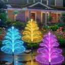 Solar Christmas Tree Lights Outdoor, 7-Color Changing Jellyfish Lights with 5-Layer Fiber Optics, IP65 Waterproof Pathway Decor for Yard Lawn Patio (3Pack)