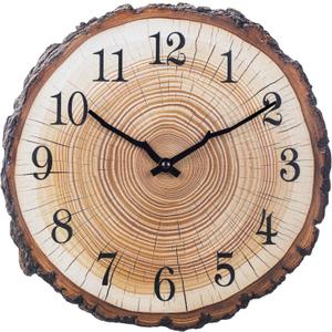Rustic Wooden Wall Clock 12 Inch Silent Non Ticking Wall Clocks Battery Operated