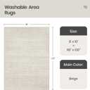 Valenrug Washable Rugs 8x10 - Stain Resistant 8x10 Area Rugs for Living Room, Non Slip Backing Printed Large Area Rugs for Bedroom, Folable Machine Washable Area Rug (8'x10', Beige)