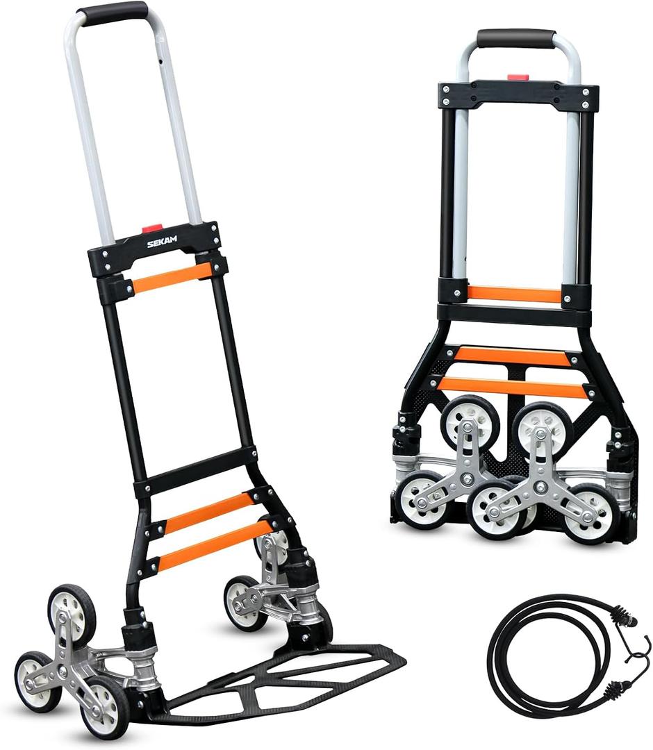 Upgraded Stair Climbing Cart, 280Lbs Heavy Duty Folding Hand Truck Dolly, Folding Shopping Cart, Portable Personal Stair Climbing Dolly with Bag for Moving, Luggage, Groceries, Travel, Office