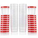 DEMORA 7 oz Plastic Food Containers with Screw Top Lids, Small Food Freezer Storage Containers Cups for Lunch Snack Soup Meal Prep, Freezer Microwave Dishwasher Safe, BPA Free (Red, 20 Sets)