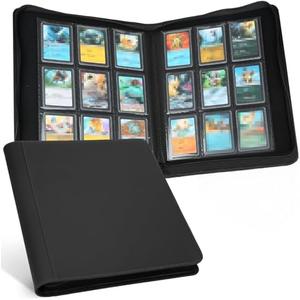 GERMUN Toploader Binder, Holds 324 Toploaders, 9 Pocket Top Loader Binders with Sleeves for 3 x 4'' Toploaders, Double-Sided Pocket Top Loader Storage Binder, Trading Card Binder - Diamond Black