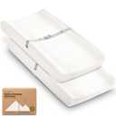2-Pack Organic Changing Pad Covers for Girl, Boy, Neutral - 100% Cotton Changing Table Pad Cover,Soft Baby Nursery Diaper Changing Pad Sheets,Contour Changing Pads Liners,Change Pad Cover (Soft White)