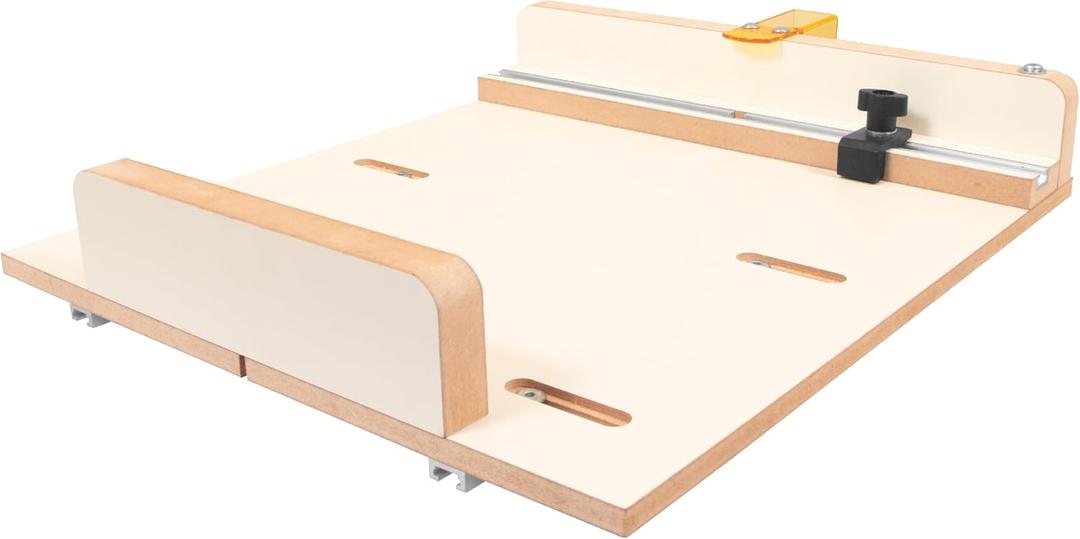 Fulton MDF Crosscut Sled for Table Saw | Precise Cuts Woodworking Jig | Aluminum Miter Slot Runners | Adjustable Stop & Transparent Guard | Cut Accurate Miters