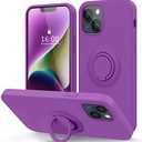 MOCCA Compatible with iPhone 14 Phone Case with Ring Stand | Super Soft Microfiber Lining | Full-Body Anti-Scratch Liquid Silicone Case for iPhone 14 Women Girls 6.1inch - Purple