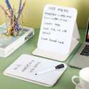 Dunzoom 2 Pcs Small Glass Desktop Whiteboard with Reversable Stand 8 x 6 Inch Mini Dry Erase White Board Easel with 2 Markers Reusable Desk Notepad for Home Office School Supplies (White)