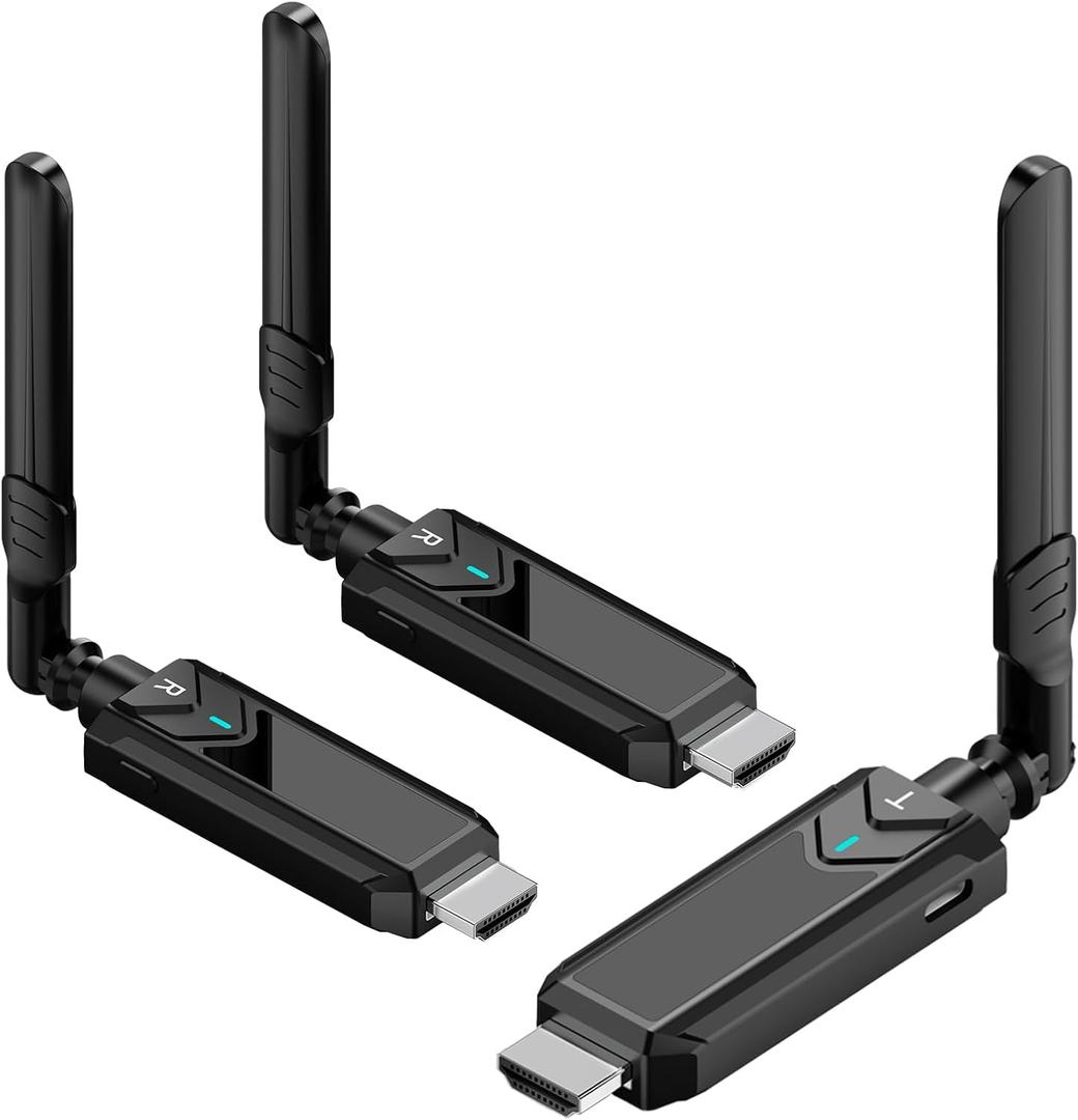 3 x Wireless HDMI Transmitter and Receiver,1148FT/350m 4K Decode 1080P Output Plug&Play 2.4G/5.8G Portable HDMI Wireless for Streaming Video and Audio to Monitor from Laptop/PC/TV Box/Projector1v2