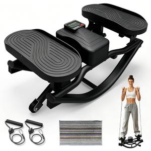 Rock Stepper, Side to Side Rock Stepper Exercise Machine, Low-Impact Balance Board with Digital Counter and Resistance Band, 330 LBS Weight Capacity for Full Body Workout Balance