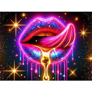 BlissYard Lip Black light Tapestry Hanging Backdrop Glow in The Dark Poster Glitter Lips UV Tapestry for Bedroom Wall Decoration Living Room Artwork Home Room Party Backdrop Decor 78x59 Inch