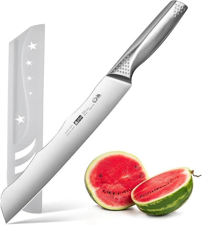 Plys Watermelon Knife 8 Inch, Watermelon Knife with Sleeve, Fruit Melon Cutting Knife, High Carbon Steel Vegetable Knife with Sheath