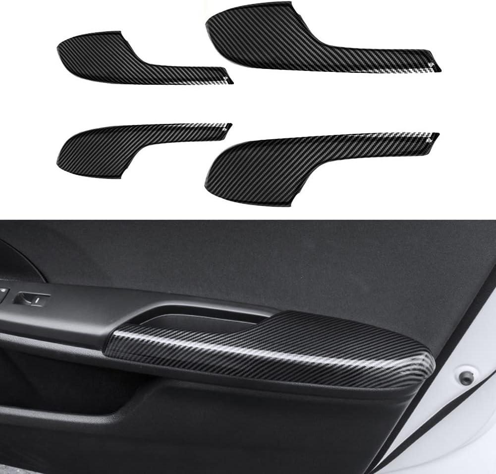 Phoneix 4Pcs Carbon Fiber Pattern Interior Door Armrest Panel Trim Cover Set Texture ABS Accessories Fit for Honda 10th Civic 2016-2021 Accessories