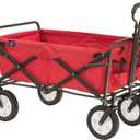 Mac Sports Heavy Duty Steel Frame Collapsible Folding 150 Pound Capacity Outdoor Camping Garden Utility Wagon Yard Cart, Red