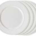 Wareland Embossed Salad Plates Set of 4, 8 inch White Ceramic Dessert Appetizer Plates, Small Dinner Plates, Restaurant Kitchen Dish, Scratch-Resistant, Chip-Resistant, Oven Microwave Dishwasher Safe