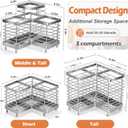 Utensil Holder, Stainless Steel Corner Utensil Holder for Kitchen Counter, 3 Compartments Utensil Crock Organizer for Spatulas, Silverware, Forks, Knives, Spoons & Cooking Tools, 6.3"L × 6.3"W × 6.3"H