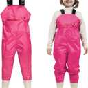 Ghosthorn Chest Waders for Kids Youth Fishing Waders Waterproof Hunting Waders with Boots Nylon Waders for Toddler Children (12-13 Years, Pink)