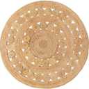 RIANGI Hand Woven Jute Area Rug - Braided Round Rug 4 Feet for Living Room | Rustic Beige Reversible Farmhouse , Kitchen, - Vintage Natural Braided Entry Floor Décor Circle Boho Round Rugs 4 feet