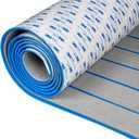 OCEANBROAD EVA Foam Boat Flooring with 3M Adhesive Backing Marine Self-Adhesive Decking 96''x45.6''/36''/28.8''/16.8'', 48''x16.8'' Faux Teak Sheet for Jon Boats Swim Platform Helm Pad RV Floor (96''x45.6''(2pack-60.8sqft), Gray with Blue Seam Lines)