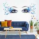 Blue Eyelash Eyes Wall Stickers - 4 Sheets, Premium Matte Vinyl, Butterfly Decals, Waterproof, for Women Girls Bedroom Living Room Decoration