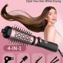 ANWA Rotating Hair Dryer Brush, 4-in-1 Hot Air Styler and Rotating Brush, Rotating Blow Dryer Brush with 2 Detachable Brushes(1.5"& 2"), Black