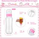 Aneco 6 Set Bottle Chug Baby Shower Games, Plastic Juegos Para Baby Shower Bottle, Gender Reveal Race Gifts Decoration with Bottles Bibs Sign Diapers Caps Blindfolds for Adult Party Supplies, Pink