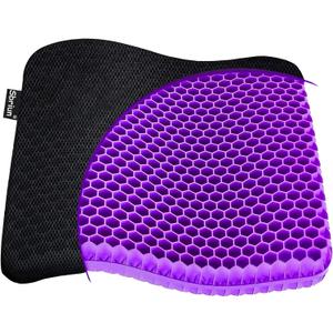 Gel Seat Cushion - Enhanced Double Thick Egg Seat Cushion with Non-Slip Cover - Office Chair Car Seat Cushion - Sciatica & Back Pain Relief - Perfect for Office Chair Car Wheelchair Travel