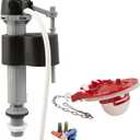 PlumbCraft Universal Toilet Fill Valve and Flapper Repair Kit 7029700, 3-inch Toilet Fill Valve Replacement Kit with 3-inch Toilet Flapper, Toilet Tank Parts for Toilet Repair, Water-Saving Toilet Kit (Red)