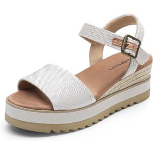 DREAM PAIRS Women's Open Toe Buckle Ankle Strap Espadrille Platform Wedge Sandals (7.5)