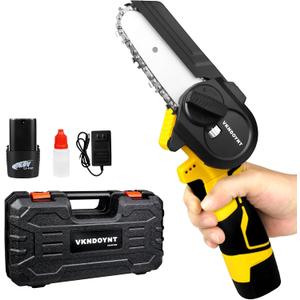 Mini Chainsaw, 4 Inch Small Chainsaw with 3000mAh Battery, 2 lbs Lightweight, Cordless Handheld Chainsaws for Garden Pruning, Woodworking DIY, Home Repairs, 1 x 3.0AH Battery