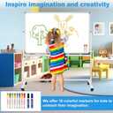 BSTPCOO Double-Sided Dry Erase Board with Stand 36"x24", Magnetic Mobile White Board Rolling Whiteboard on Wheels Drawing whiteboard with Stand for Kids & Adults, 2 Eraser, 10 Markers, 12 Magnets