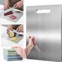 Apex Titanium Cutting Board, Stainless Steel Cutting Board, Titanium Cutting Boards for Kitchen,Double Sided Chopping Board for Cutting Meat Vegetable Fruit(Silver, 15.4 x 11in)