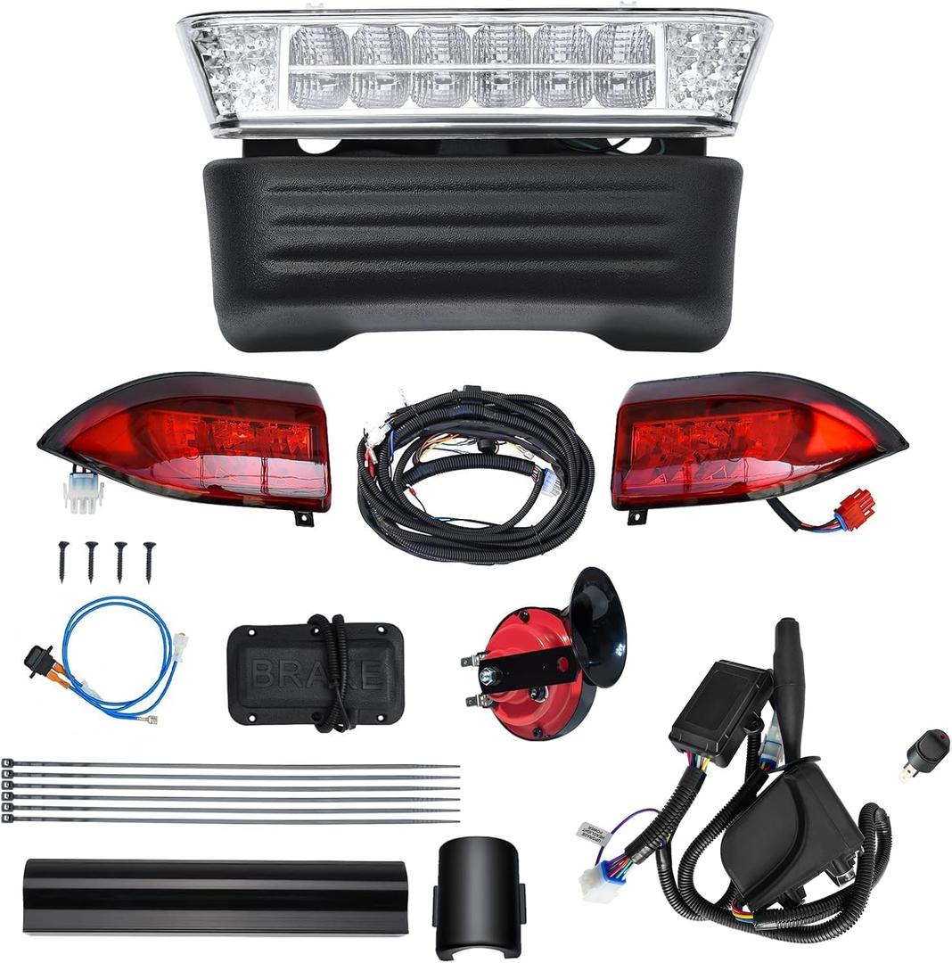 Golf Cart Deluxe Light for Club Car Precedent Electric 12V Street Legal Upgrade Headlight Taillight Kits for Precedent LED Light 2004 up with Turn Signals Hazard Light Switch Horn Brake Pad