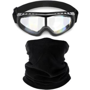 2 Pack Winter Neck Warmer Gaiter with Snow Ski Goggles Snowboard Motorcycle Goggles with Fleece Windproof Face Mask for Men Women Skiing Fishing Hiking Cycling