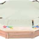 NGB Octagonal Sandbox Cover, 600D Waterproof Oxford Cloth Sandbox Protector with High-Efficiency Windproof Hooks 4, Easy-to-Find Reflective Handles and Fixed Elastic Drawstring (Beige, 85"x78"x9")