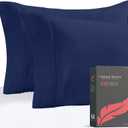 Ashton Sheets Luxury Egyptian Cotton Standard/Queen Pillow Cases Set of 2-1000 Thread Count Standard/Queen Pillowcases, Sateen Weave Cooling Pillowcase for Standard/Queen Pillows - Navy Blue