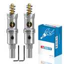 TCT Hole Saw Set, 2-Pack of 3/4" (19mm) Heavy Duty Tungsten Carbide Tipped Hole Cutters for Stainless Steel Mild Steel Copper Iron Brass Plastic and More, with Titanium-Plated Pilot Drill Bits
