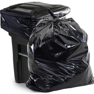 Aluf Plastics 65 Gal Black Heavy Duty Garbage Bags 1.5 Mil - 50"x 48" - Pack of 50 - For Contractor, Outdoor, Construction, & Storage