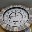 OCEST 18 Inch Outdoor Wall Clock with Night Light, Waterproof Thermometer & Hygrometer Combo, Battery Operated Silent Non-Ticking Large Patio Clock for Garden, Pool, Porch (Rustic Gray)