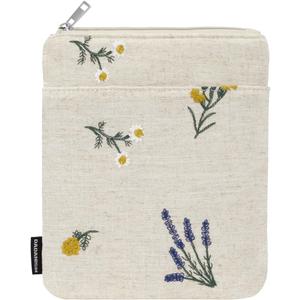 Dadanism 6-7 Inch Embroidered Flower Padded Sleeve for All-New 7" Kindle Paperwhite, 7" Kindle Colorsoft, 6" Kindle, Protective Sleeve Case for 6" Kobo Clara BW/Colour E-Reader, Hemp Plants