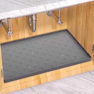 Sdpeia Under Sink Mat 19"19" Waterproof Silicone Cabinet Liner & Sink Protector for Kitchen & Bathroom, Multi-Purpose Organizers Tray for Pets, Laundry, Cat Litter Mat,Gray